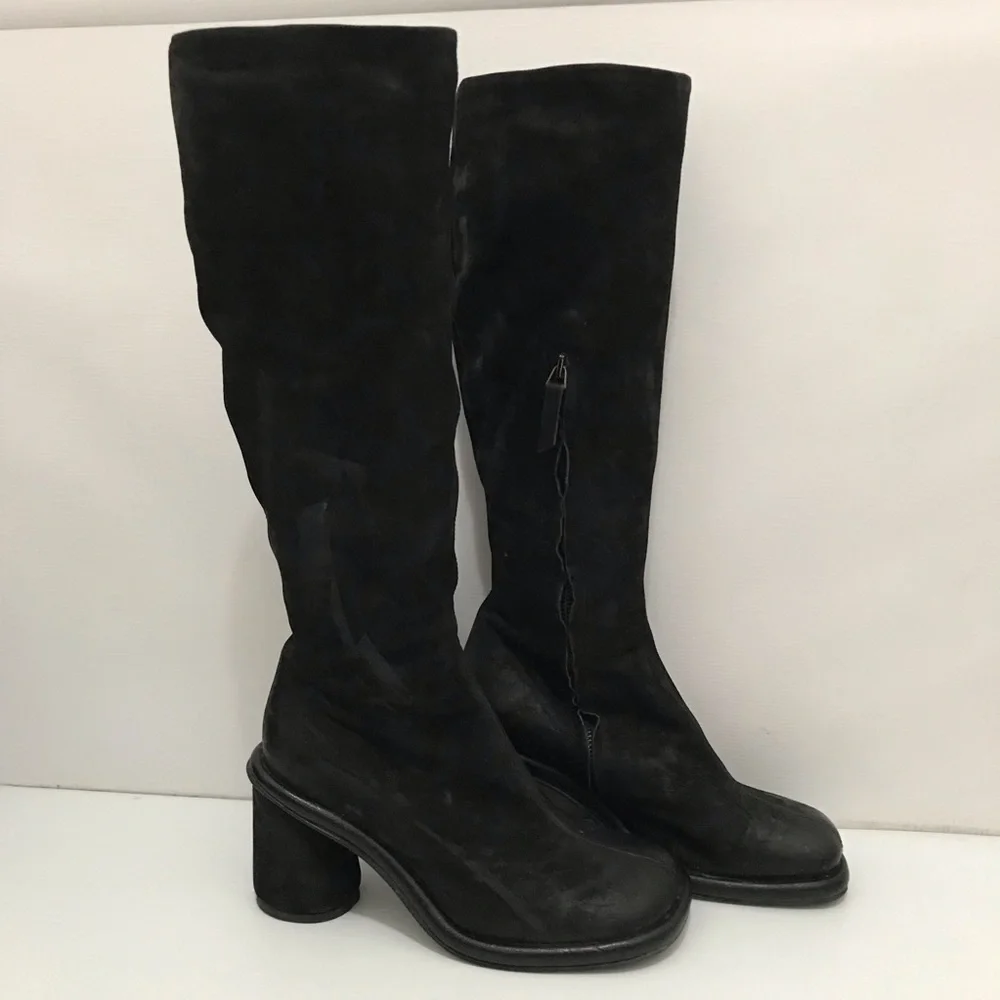 ERNESTO DOLANI Black Suede Knee-High Women's Boots Size 38
